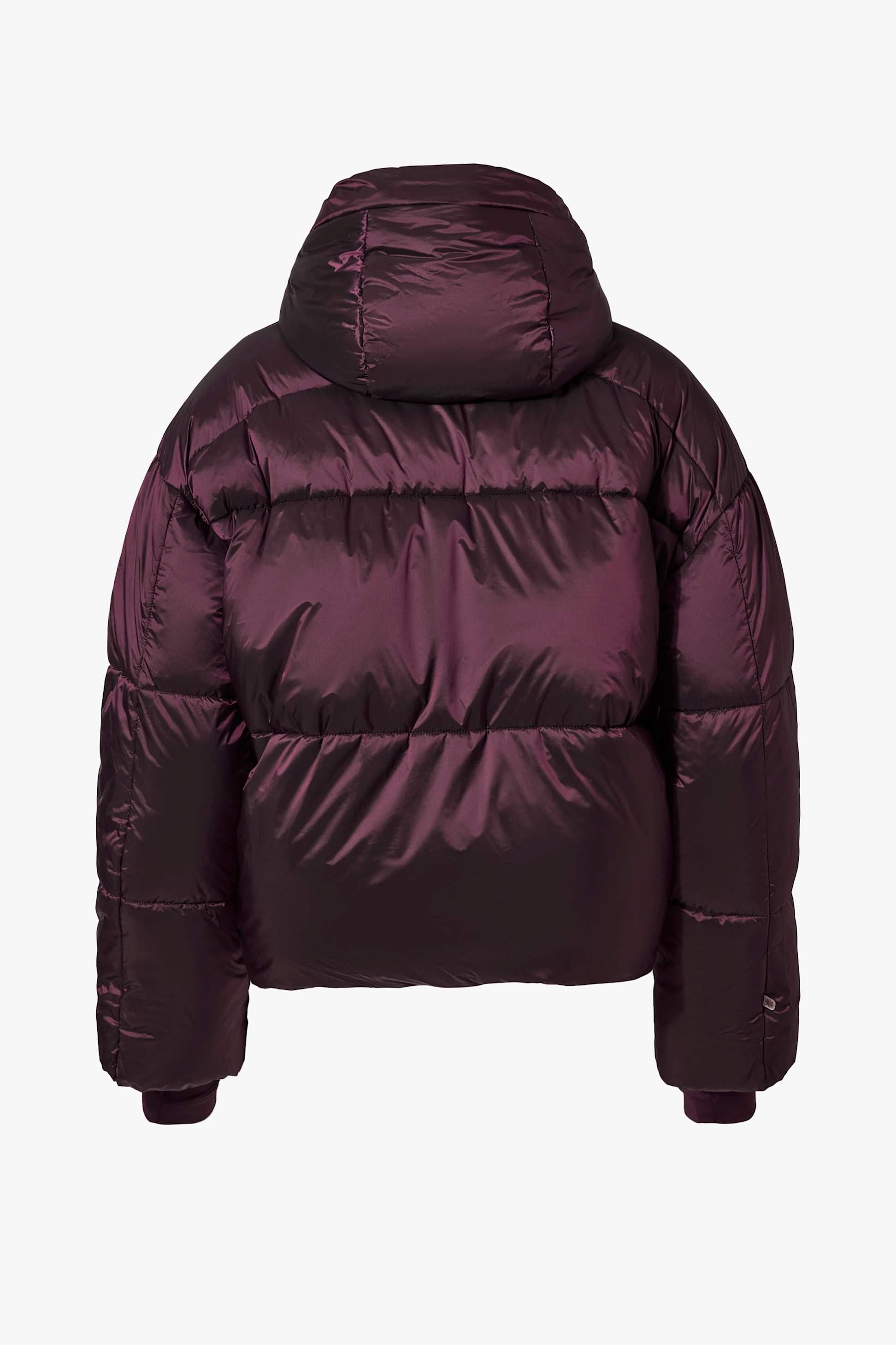 Waterproof Cropped Oversized Ski Jacket In Burgundy