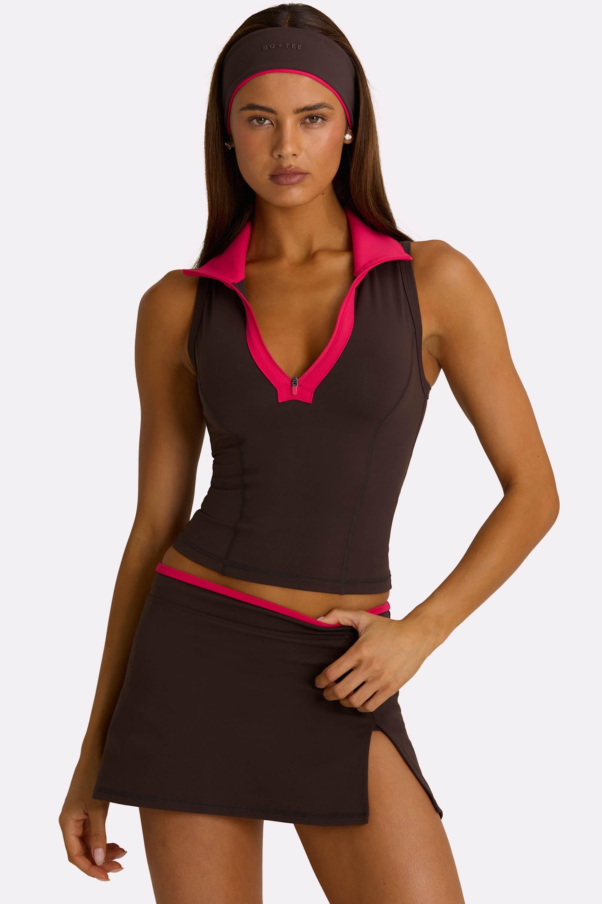 Soft Active Collared Tank Top In Truffle