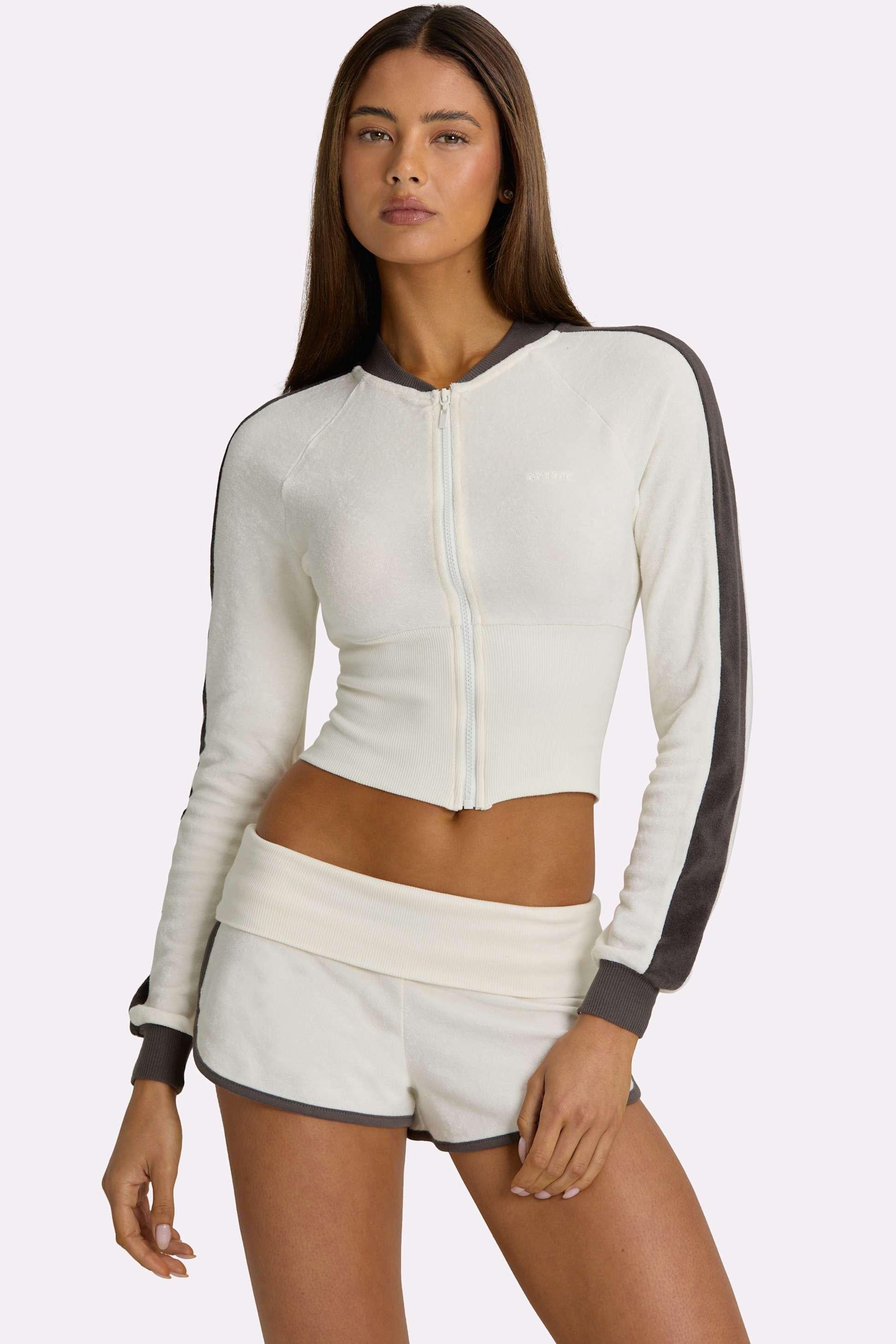 Terry Zip-up Jacket In Coconut