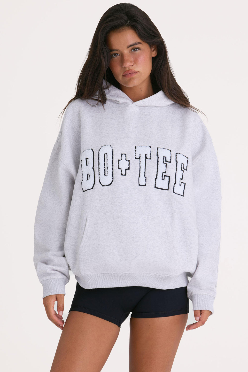 Soft Cotton Jersey Oversized Hoodie In Heather Grey