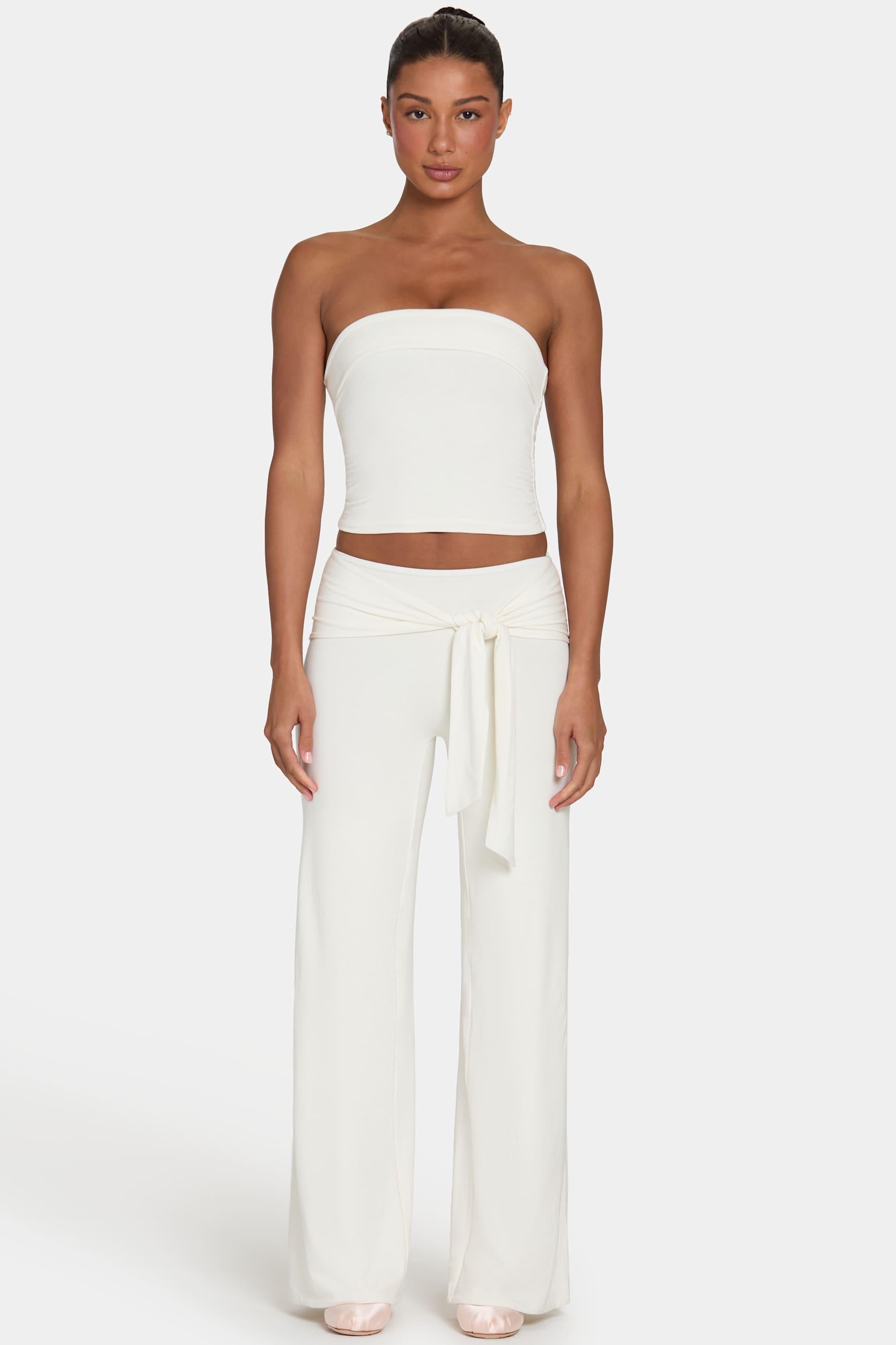 Buttercloud™ Tie-waist Wide-leg Trousers In Coconut