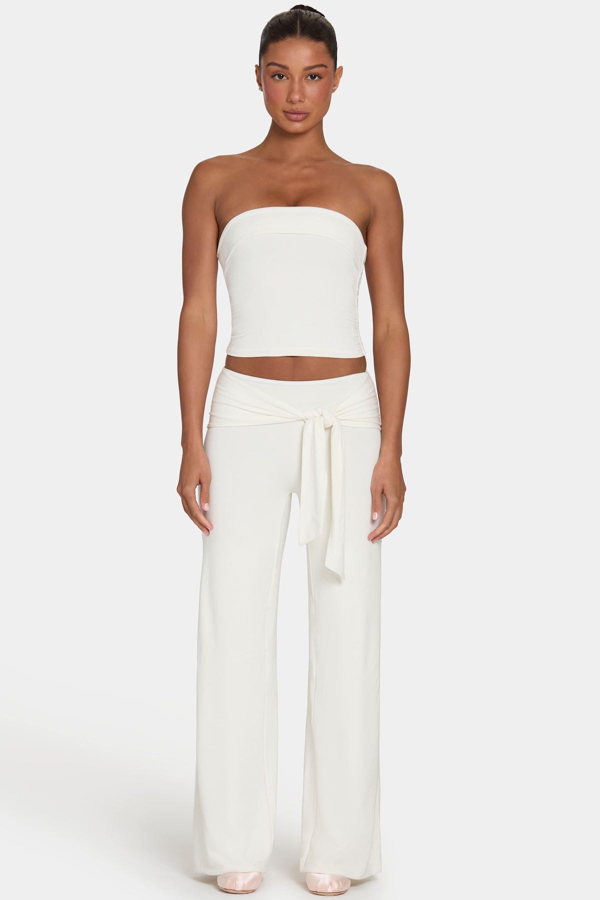 Buttercloud™ Tie-waist Wide-leg Trousers In Coconut