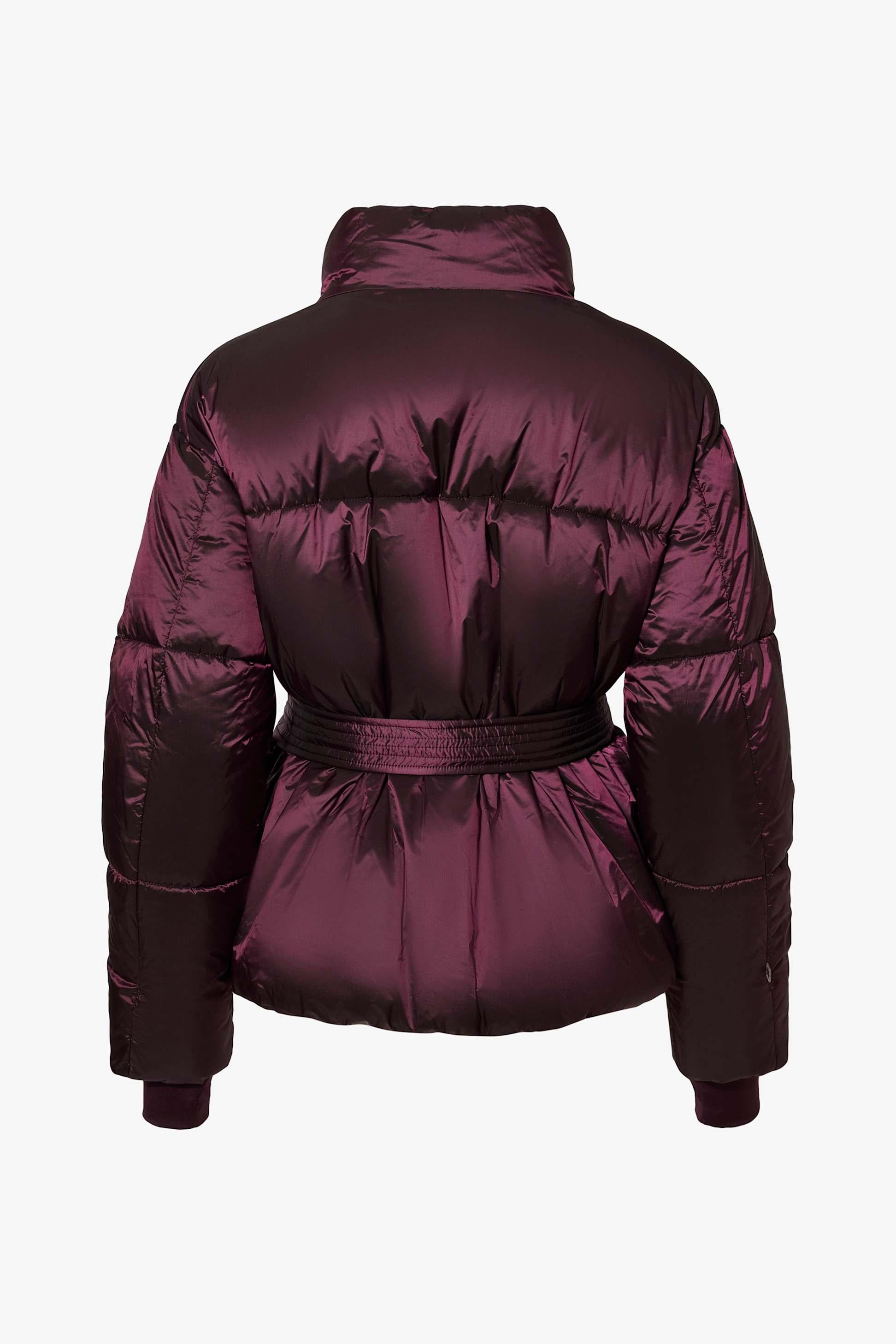 Waterproof Belted Oversized Ski Jacket In Burgundy