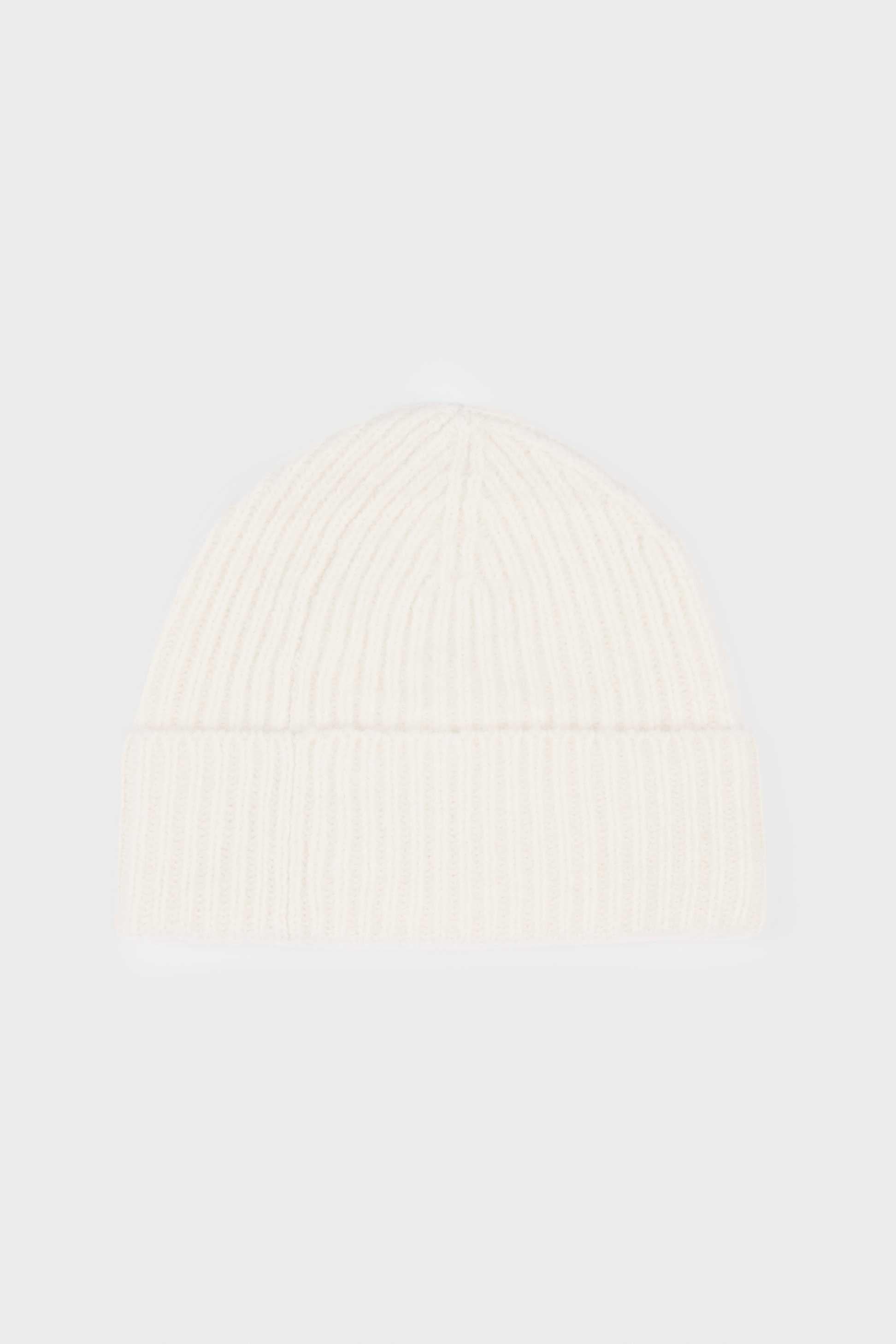 Ribbed Knit Beanie Hat In Ivory