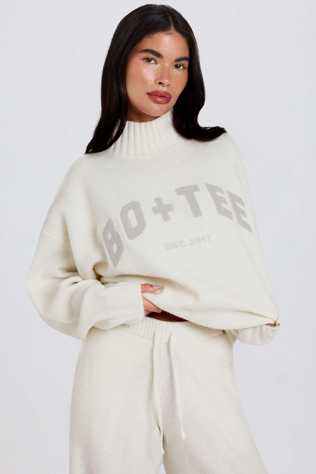 Soft Knit Oversized Jumper In Coconut
