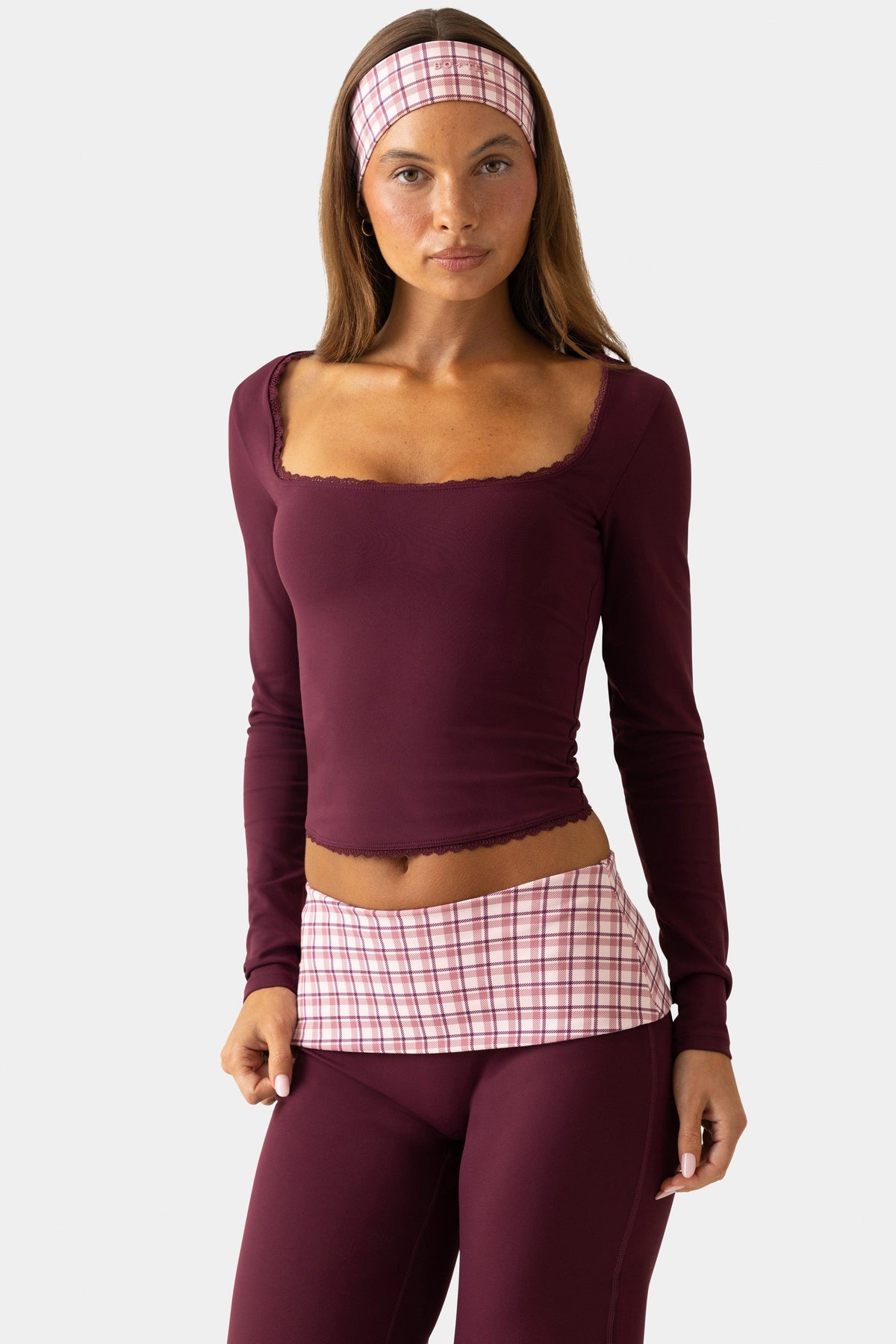 Soft Active Long-sleeve Top In Burgundy