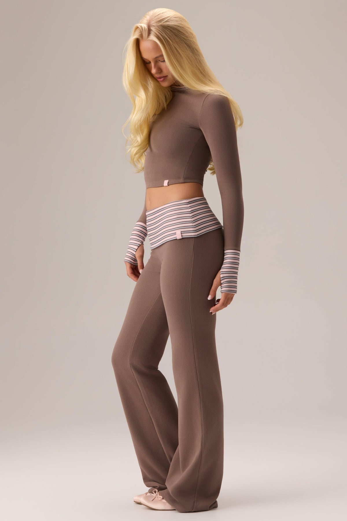 Plush Jersey Long-sleeve Top In Chestnut