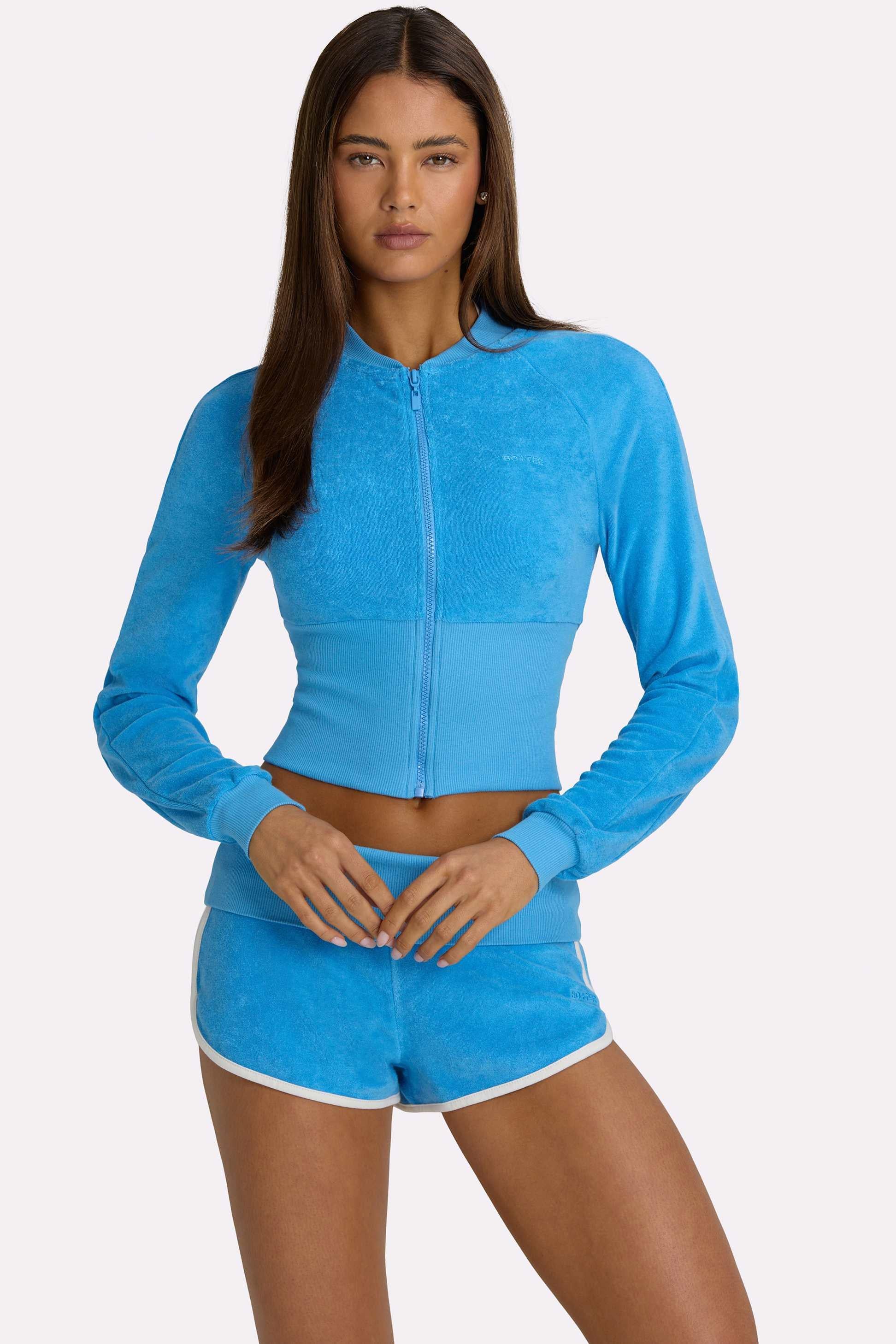 Terry Zip-up Jacket In Electric Blue