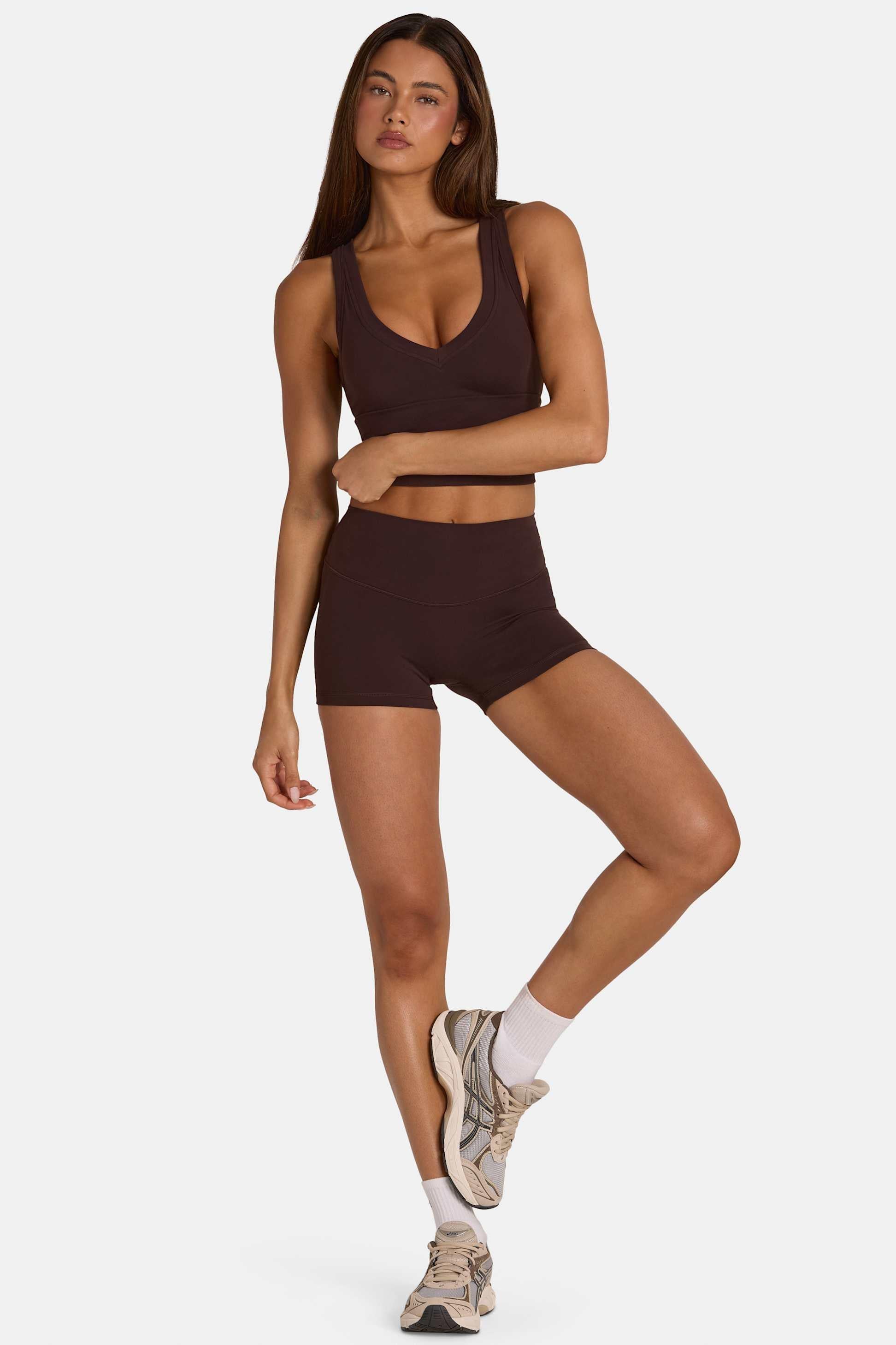 Soft Active Mini Shorts In Espresso
