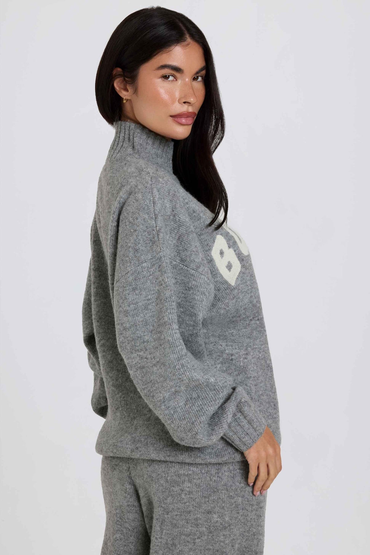 Soft Knit Oversized Jumper In Grey