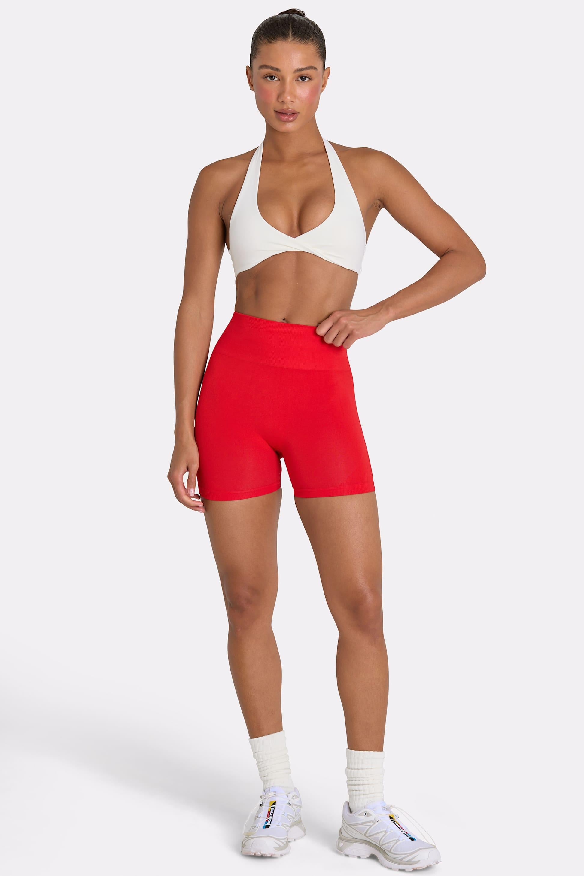 Define Luxe High-waist Mini Shorts In Red