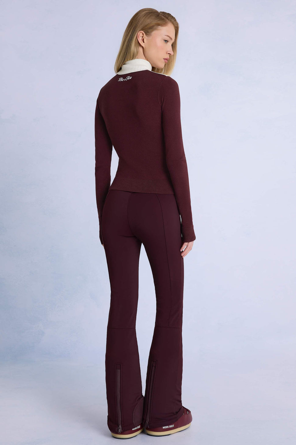 Waterproof Belted Ski Salopettes In Burgundy