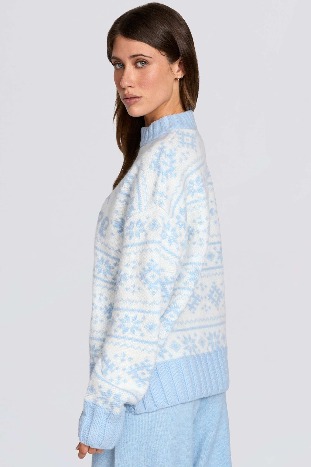 Jacquard-knit Oversized Jumper In Powder Blue