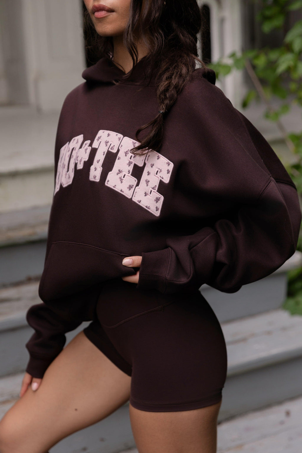 濃縮咖啡加大貼花連帽衫