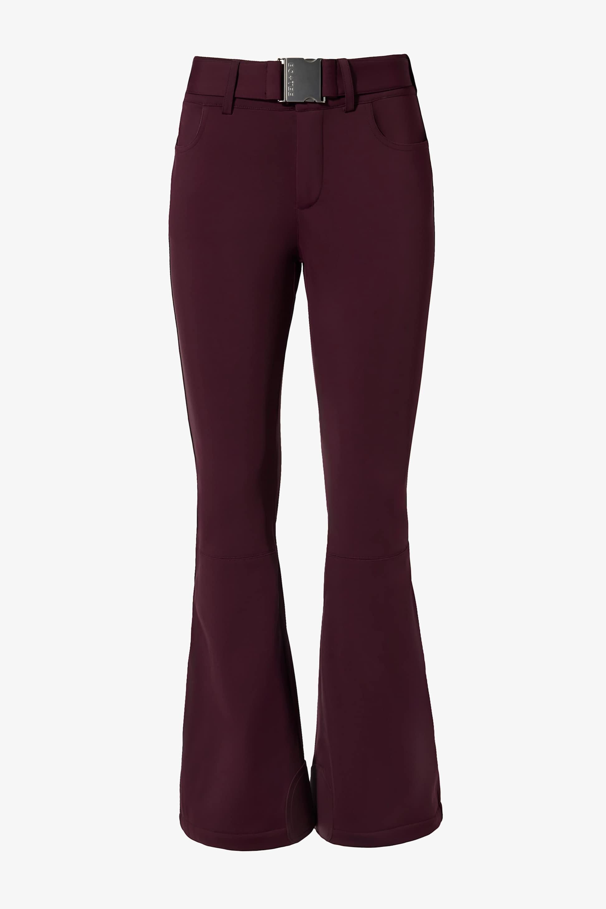 Waterproof Belted Ski Salopettes In Burgundy