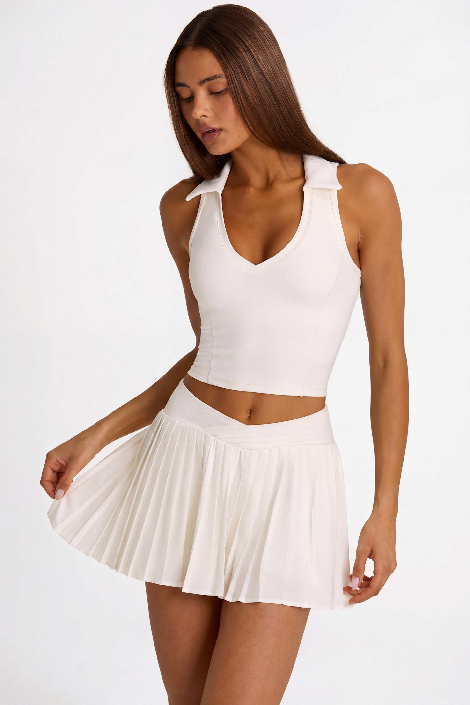 Soft Active Polo Crop Top In Coconut