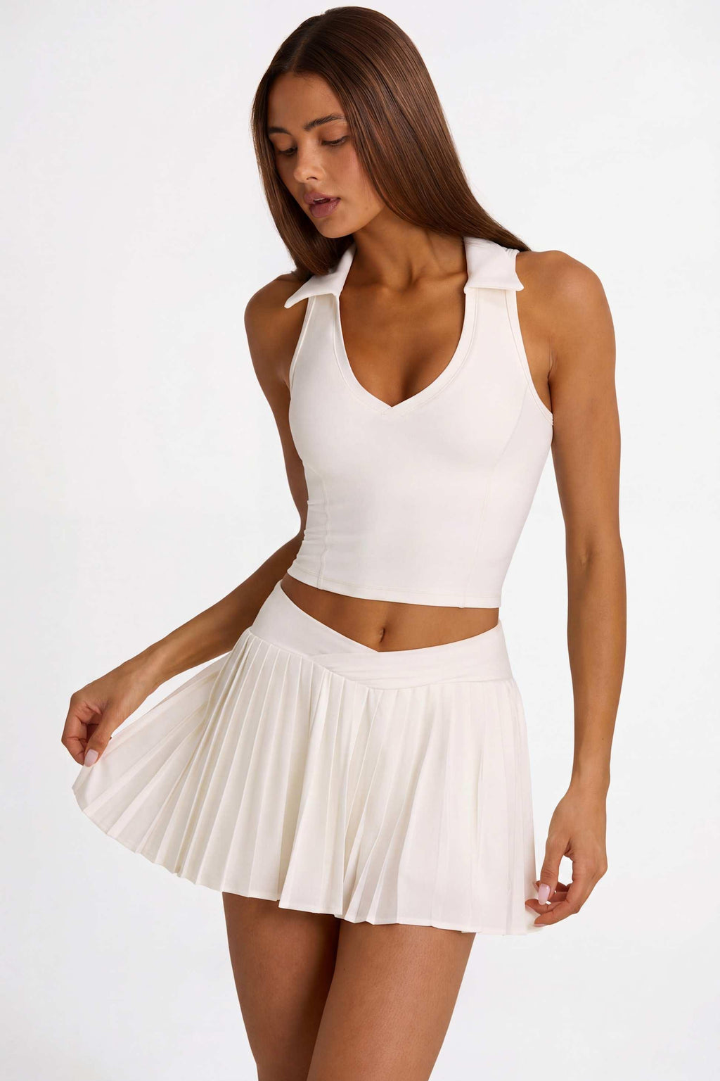 Soft Active Polo Crop Top In Coconut