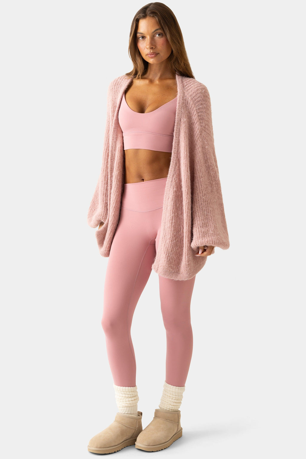 Soft Knit Cardigan In Soft Pink