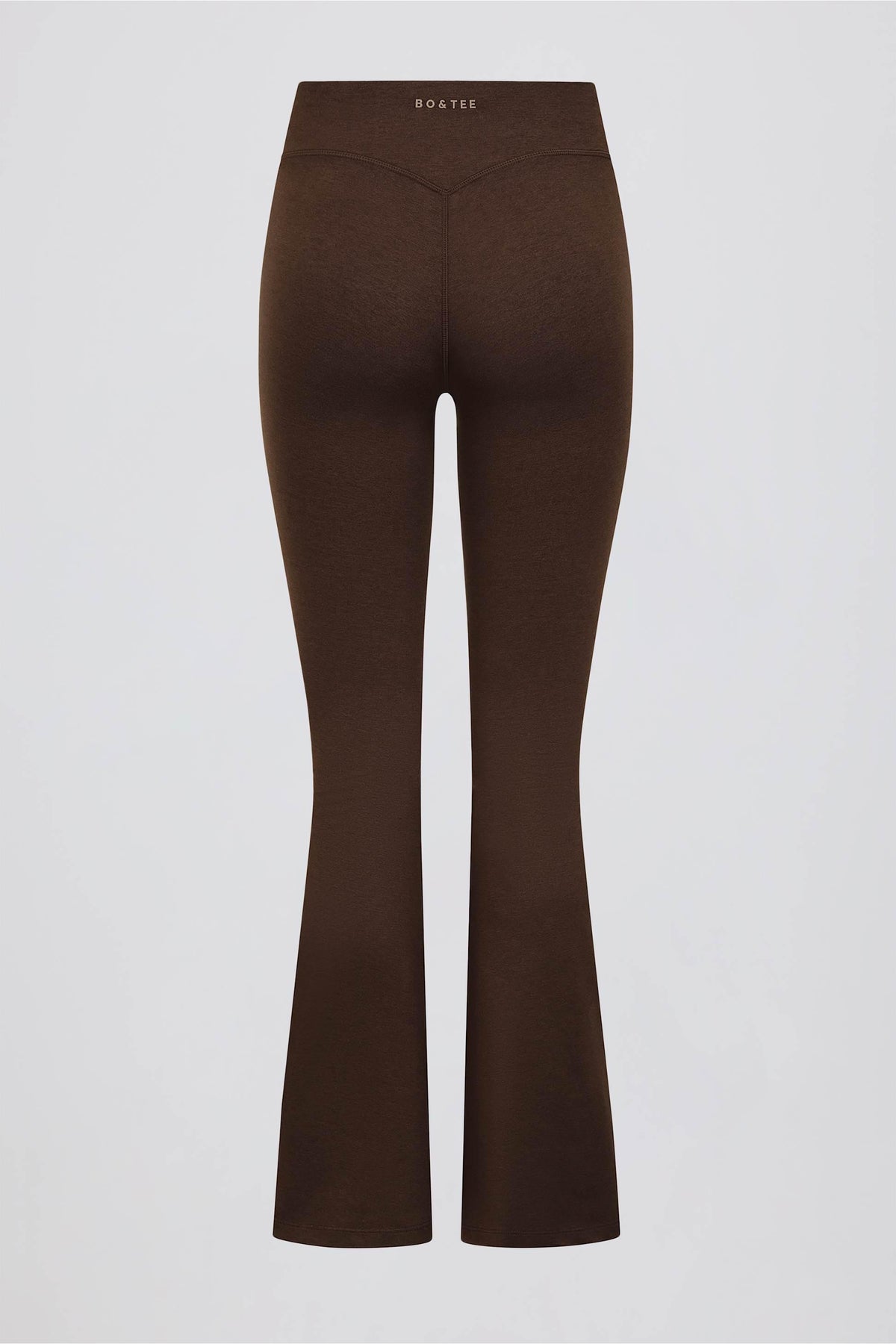 Brushed Jersey Ruched Flared Trousers In Pecan Marl