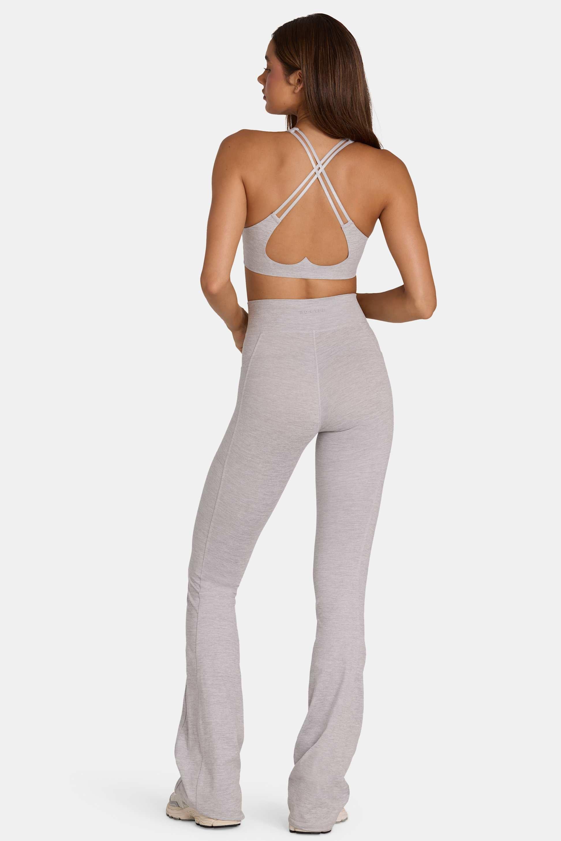 Soft Active V-waist Flared Leggings In Grey Marl