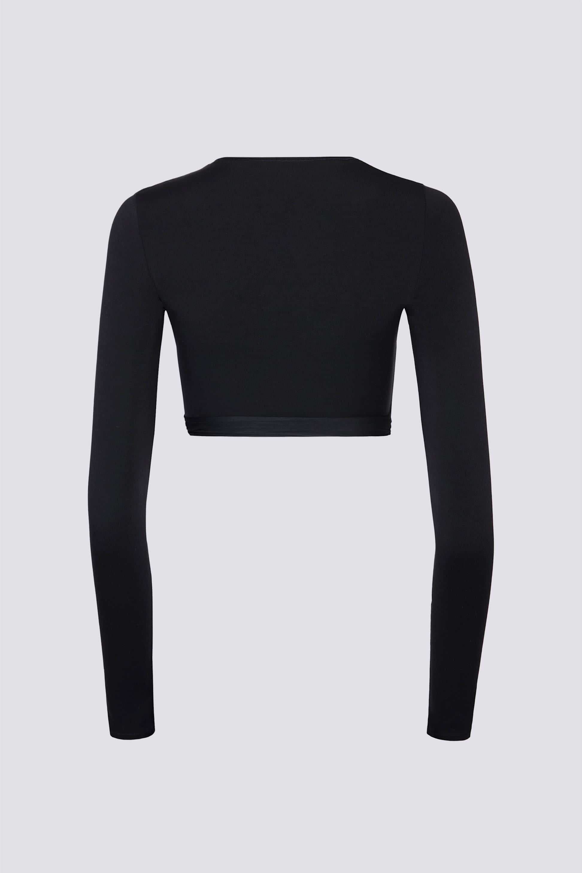 Soft Jersey Wrap Crop Top In Black