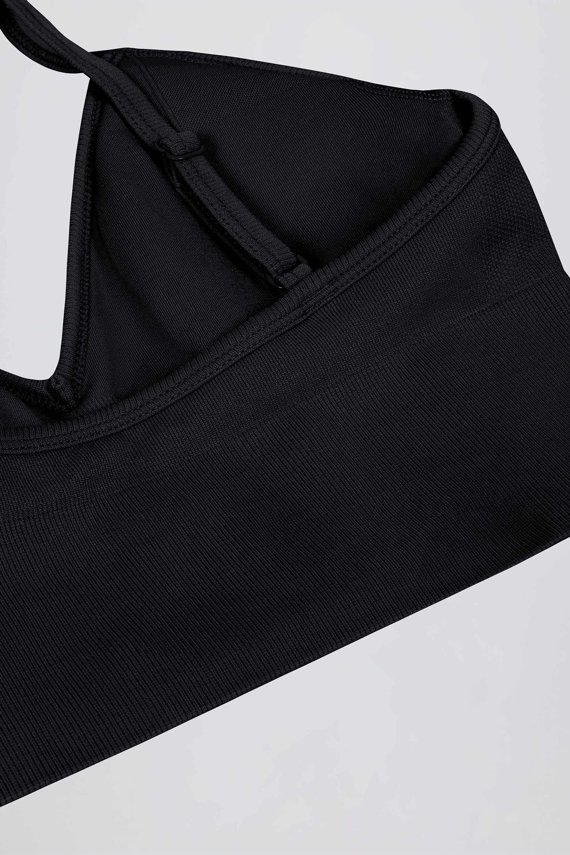 Define Luxe V-neck Sports Bra In Black
