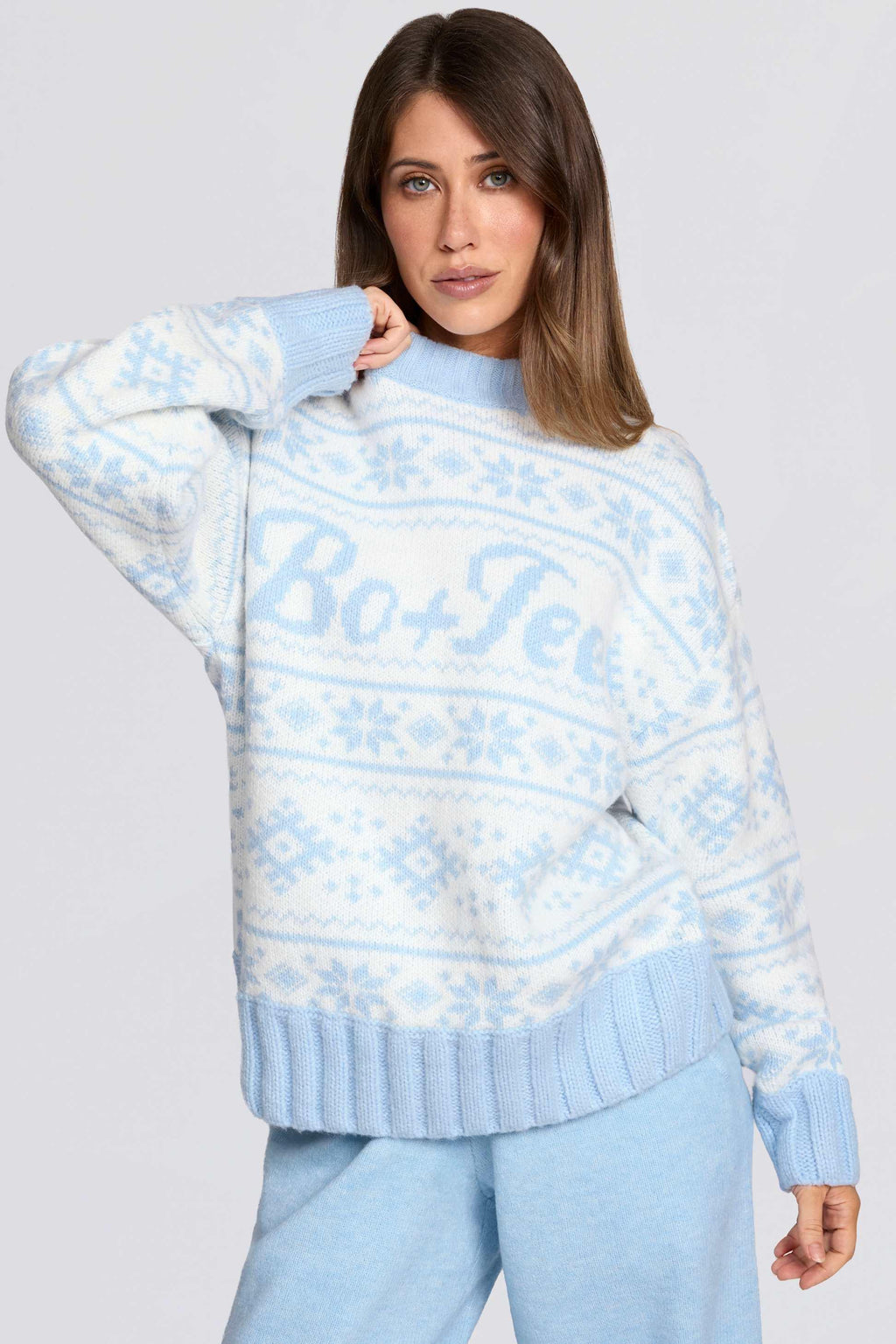 Jacquard-knit Oversized Jumper In Powder Blue