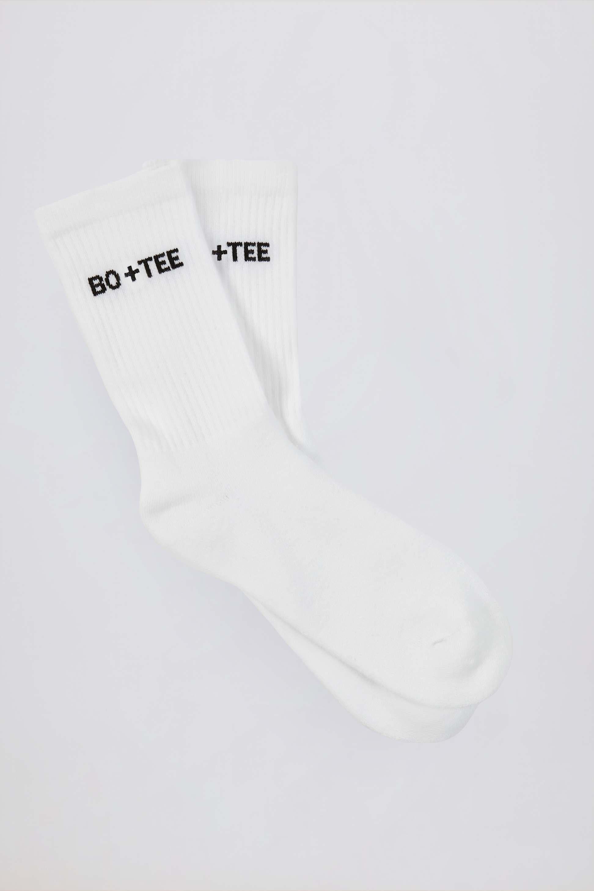 Ribbed Half-crew Socks In White