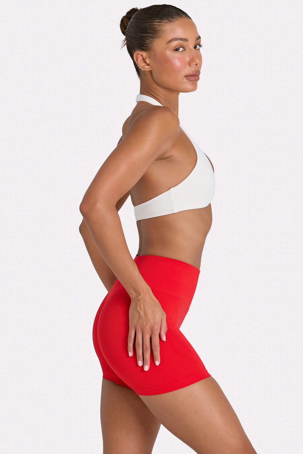 Define Luxe High-waist Mini Shorts In Red
