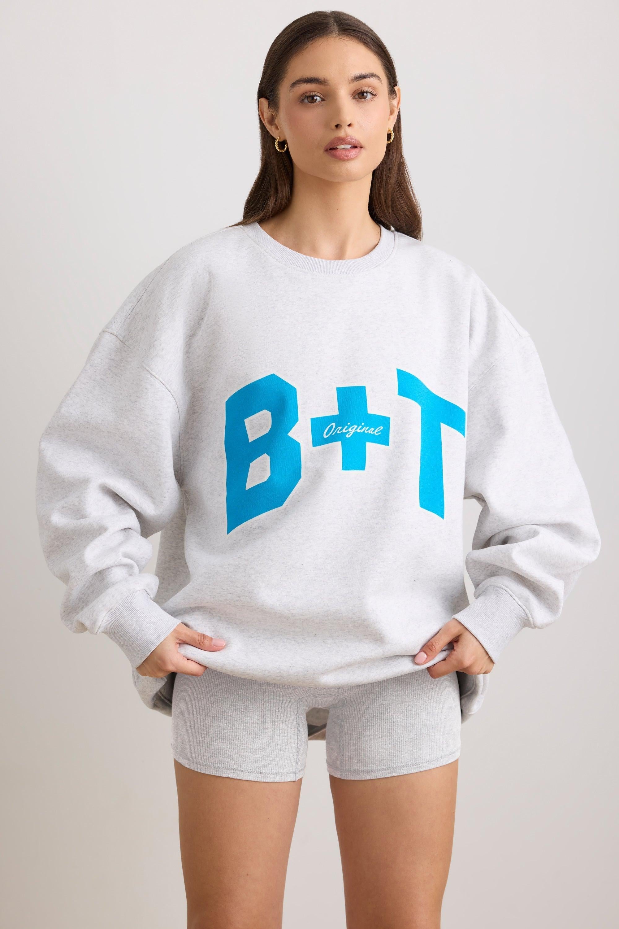 Oversized Crew-neck Sweatshirt In Grey Marl
