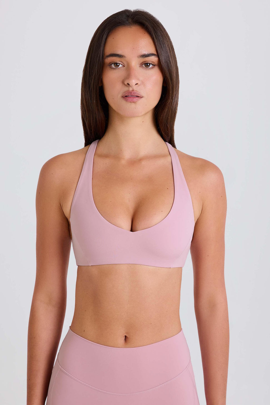 Crossback V-neck Sports Bra In Mauve