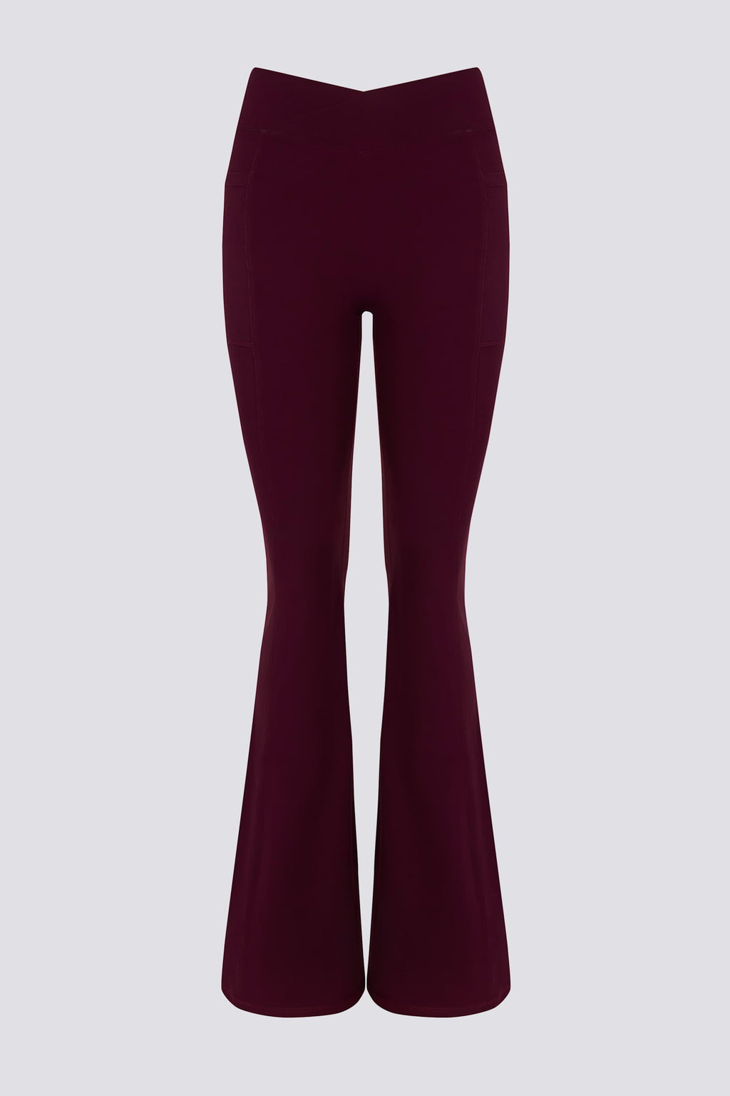 Soft Active V-waist Pocket Flared Leggings In Burgundy