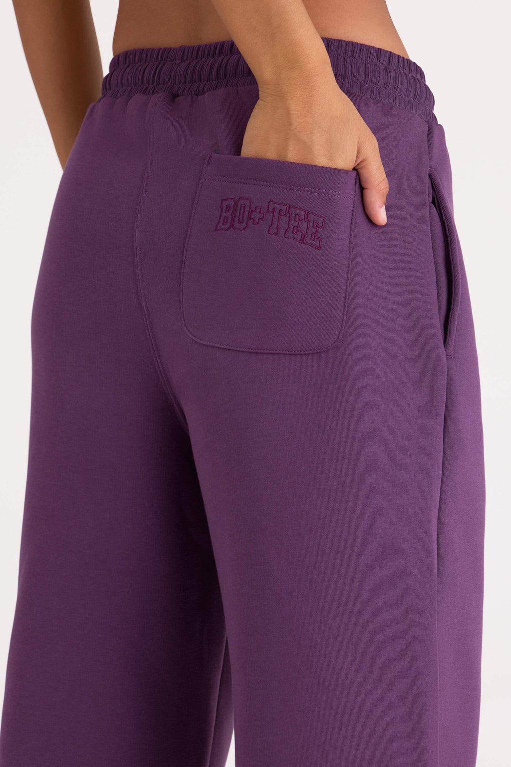 Brushed Jersey Wide-leg Joggers In Plum