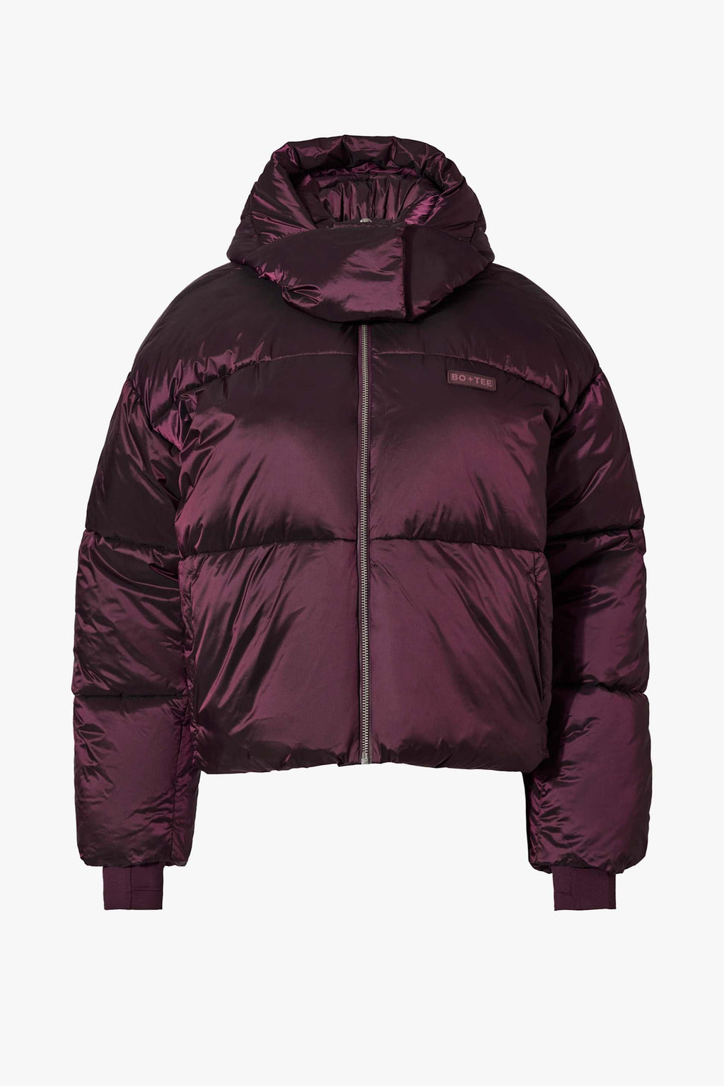 Waterproof Cropped Oversized Ski Jacket In Burgundy