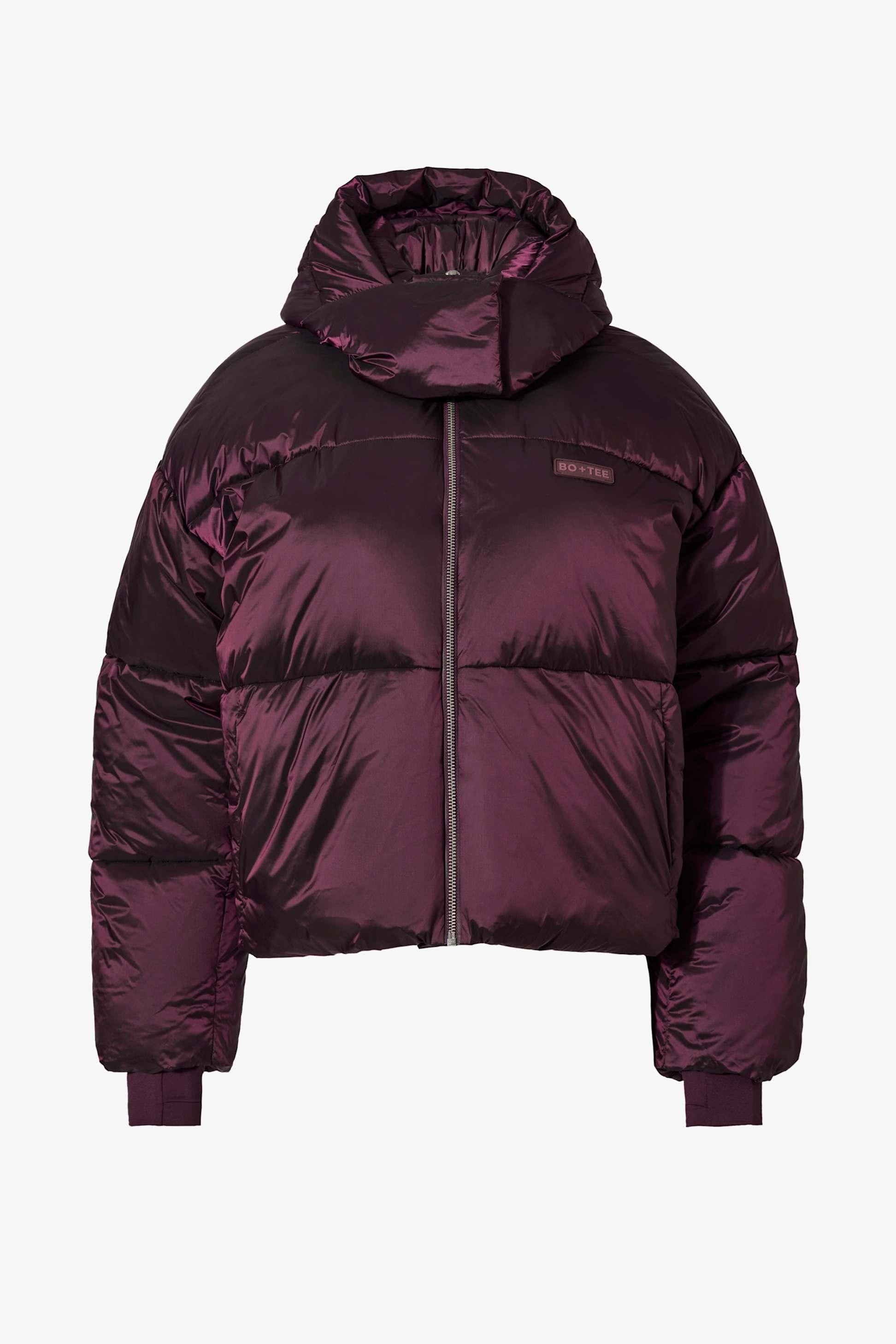 Waterproof Cropped Oversized Ski Jacket In Burgundy