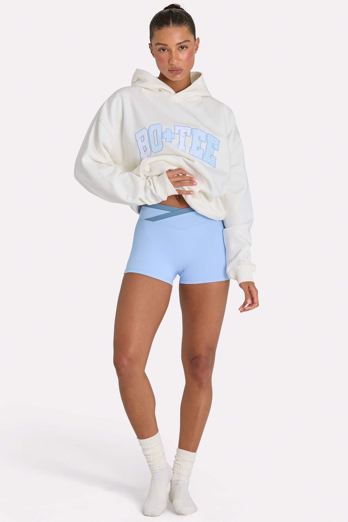 Oversized Applique Hoodie In Coconut