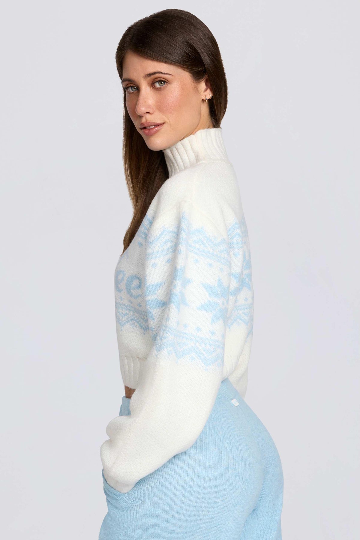 Jacquard-knit Cropped Jumper In Ivory