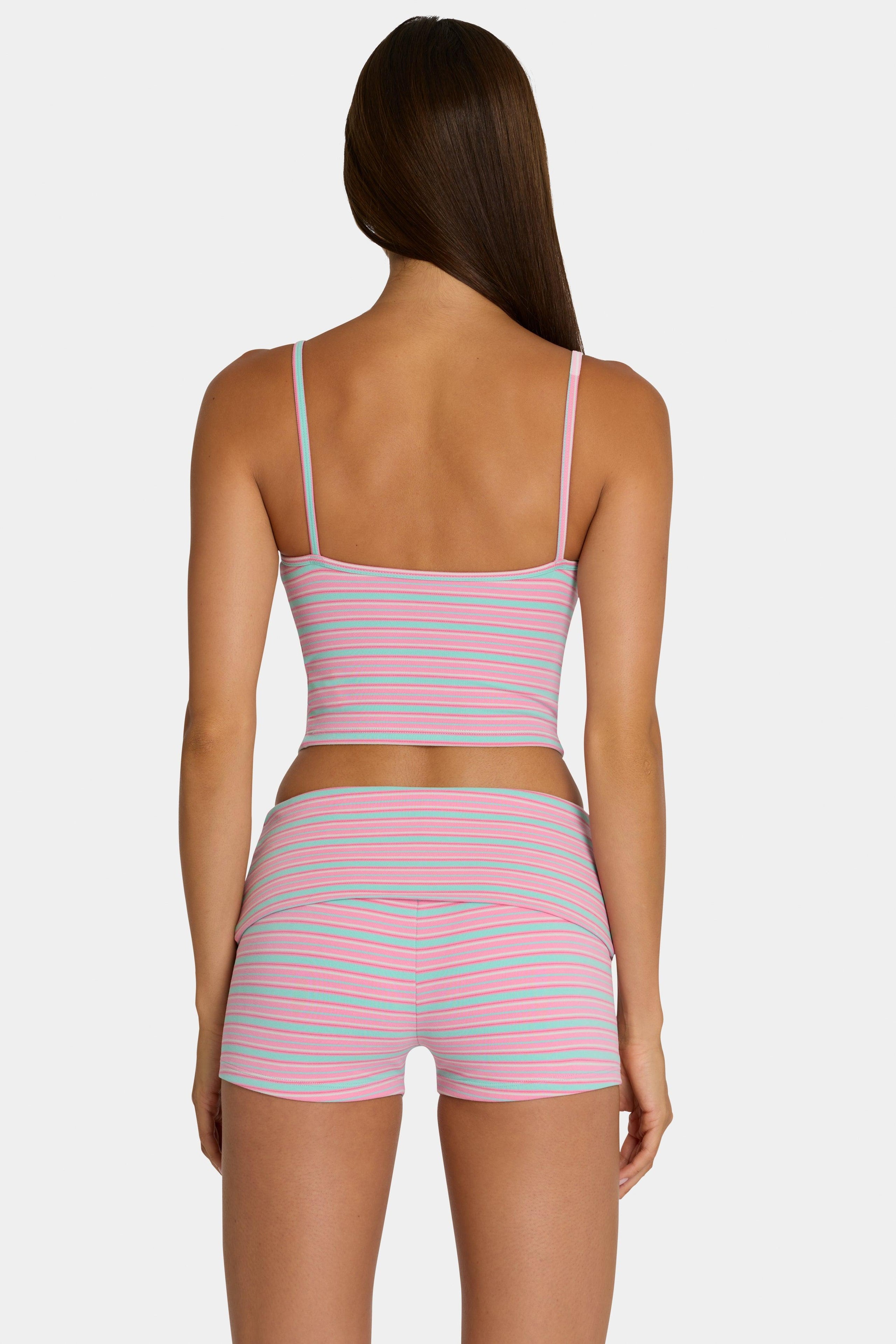 Brushed Jersey Tank Top In Multi Stripe
