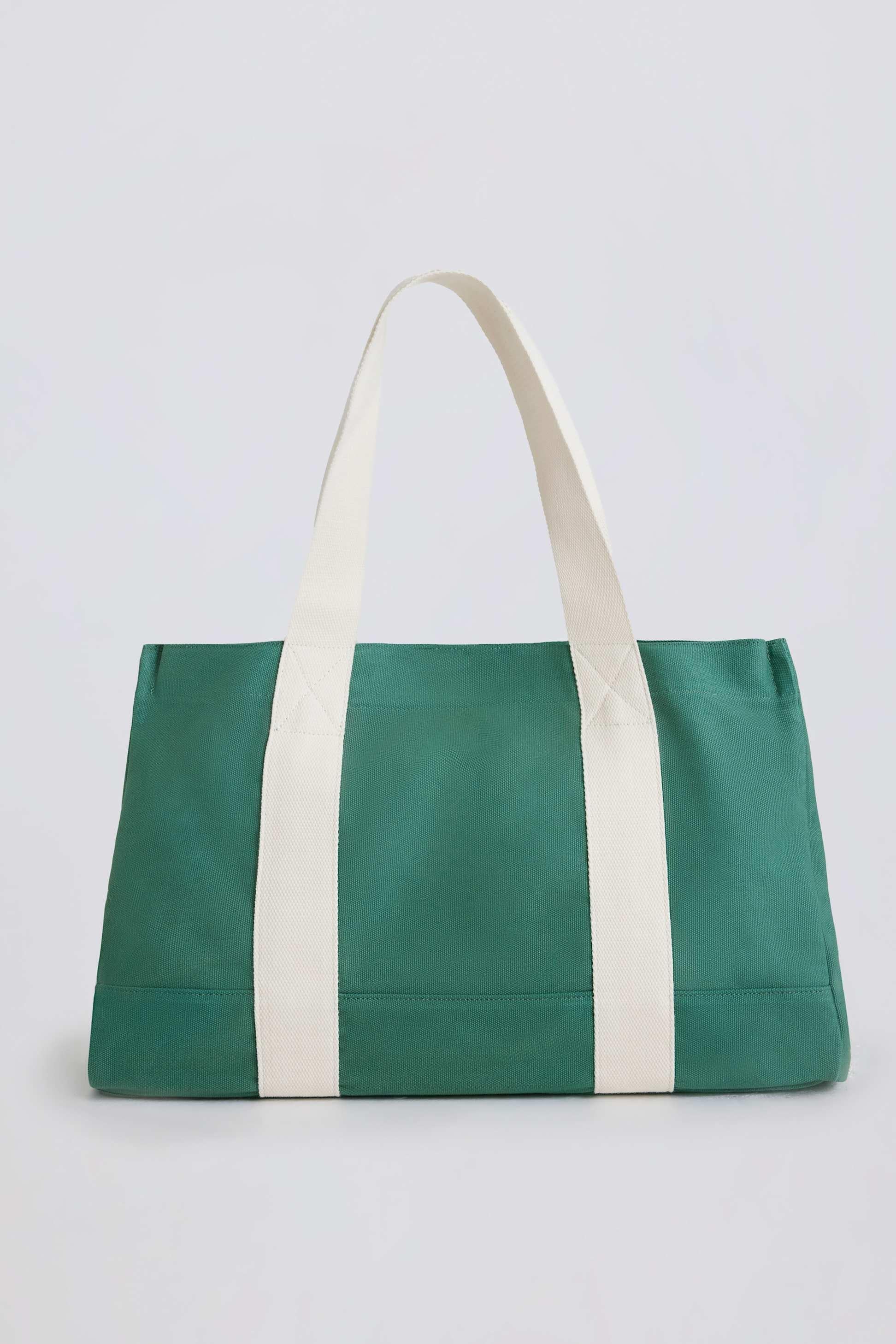 Oversized Canvas Tote Bag In Green