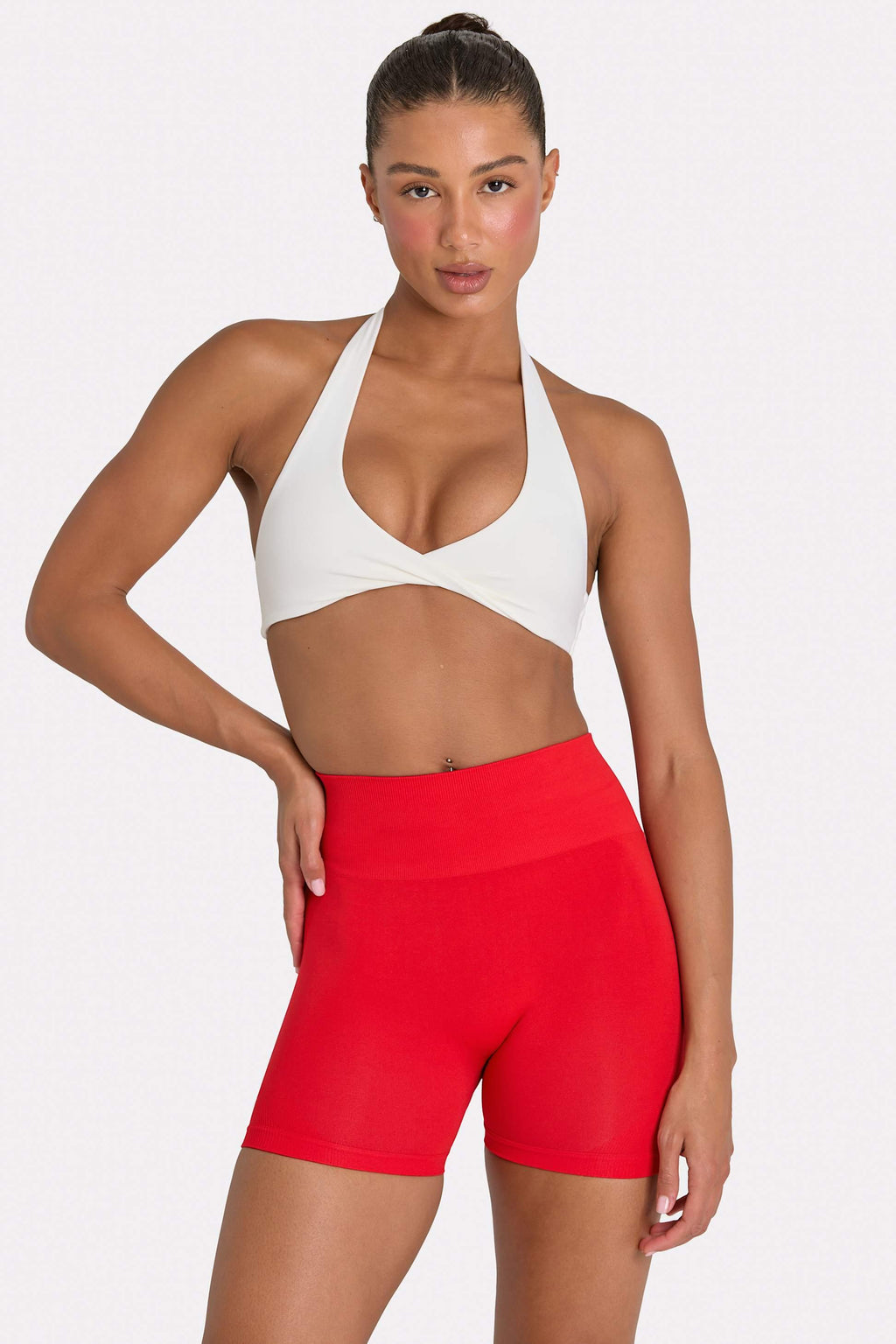 Define Luxe High-waist Mini Shorts In Red