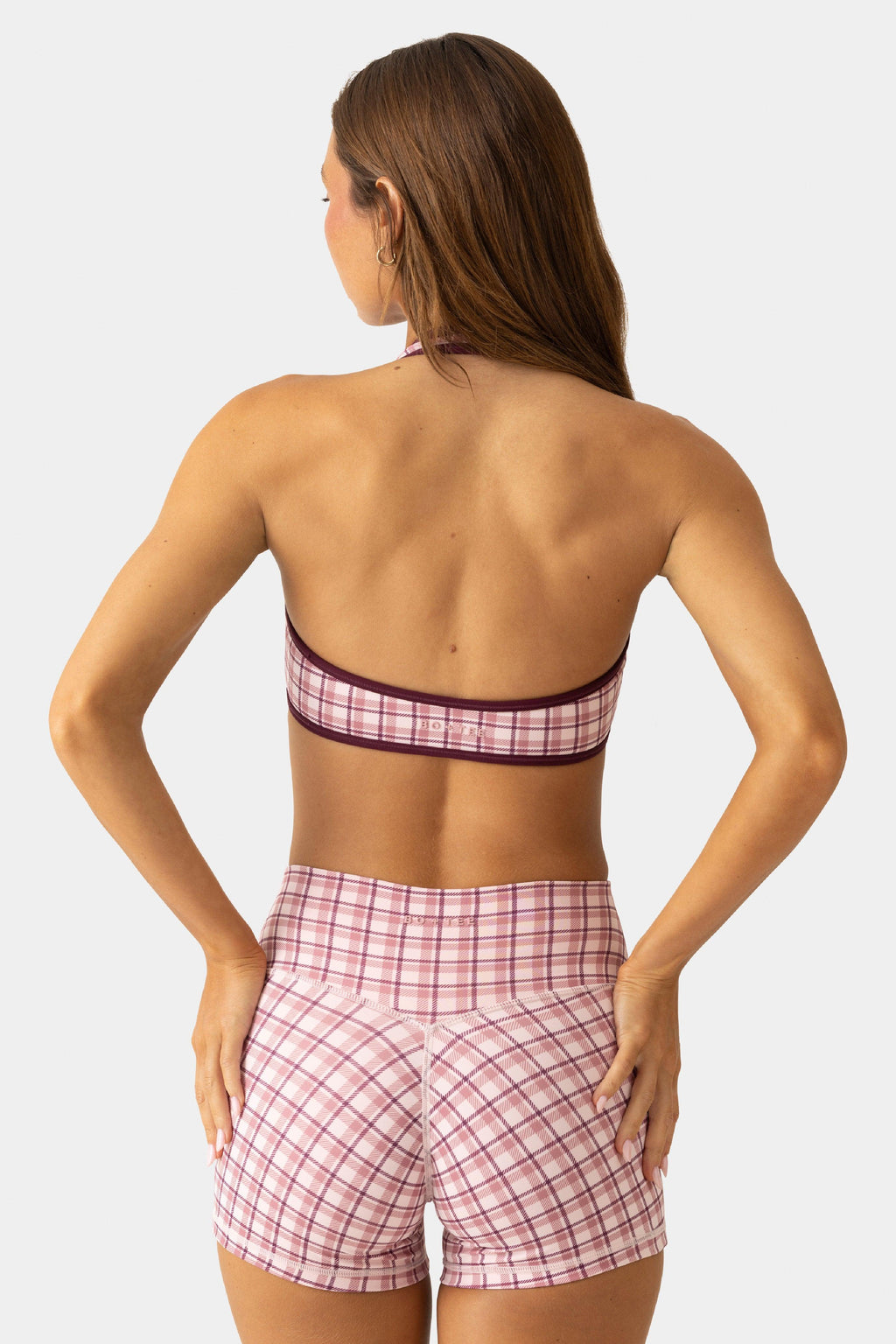 Soft Active Mini Shorts In Berry Plaid