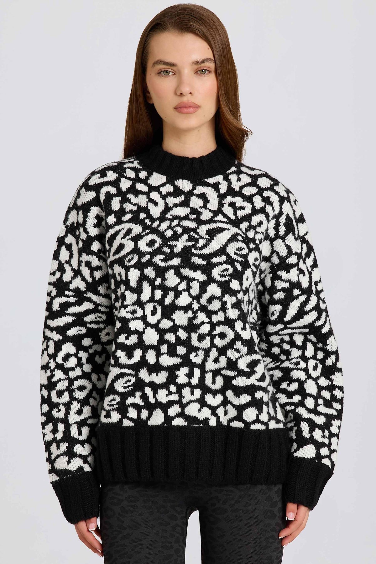 Jacquard-knit Oversized Jumper In Black
