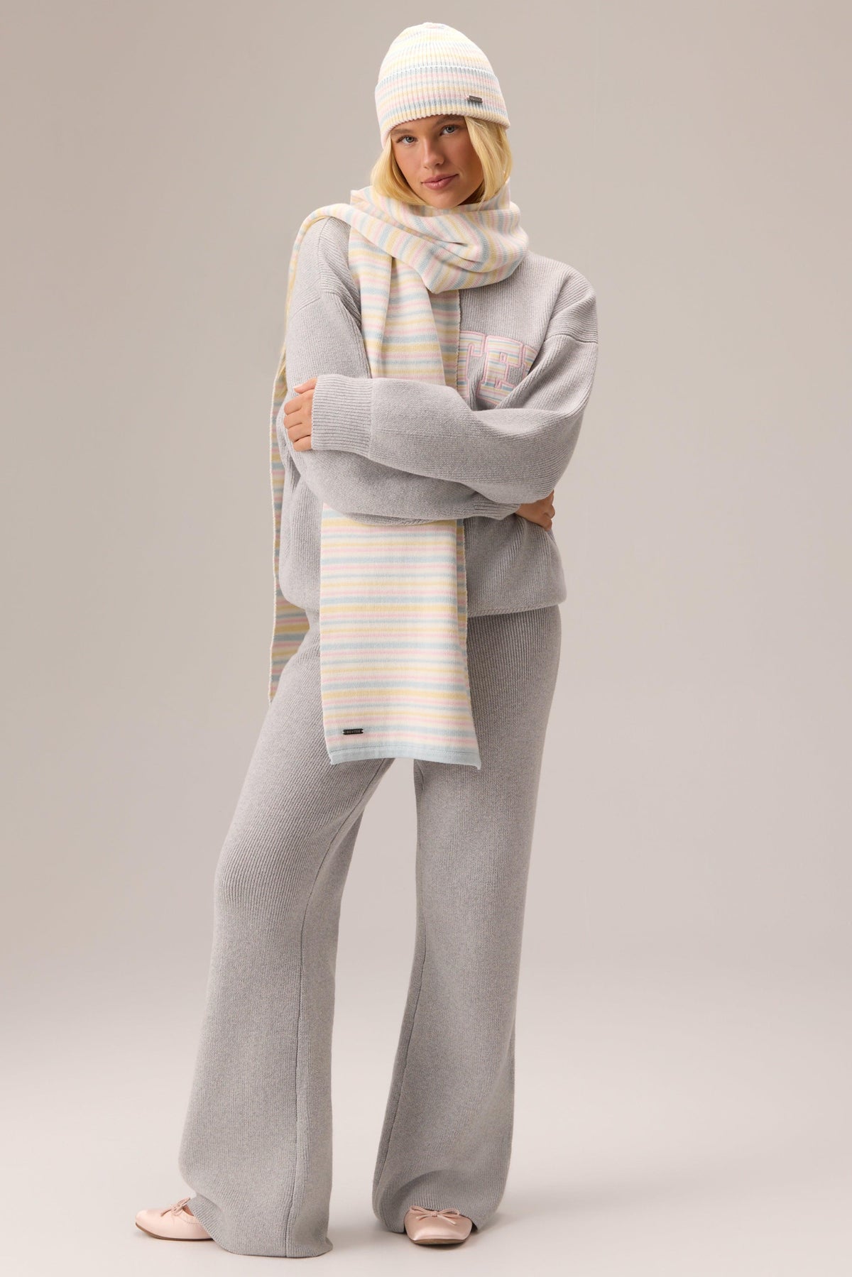 麻花紋羅紋針織超大圍巾