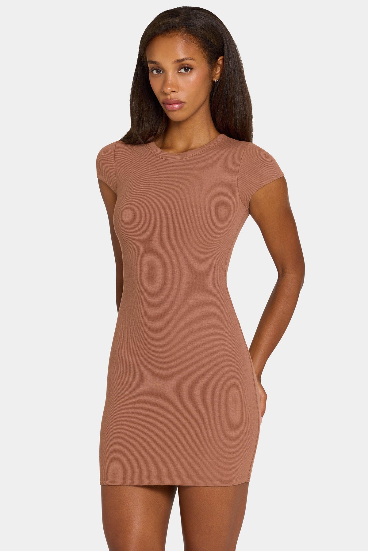 Buttercloud™ Cap Sleeve Mini Dress In Cocoa