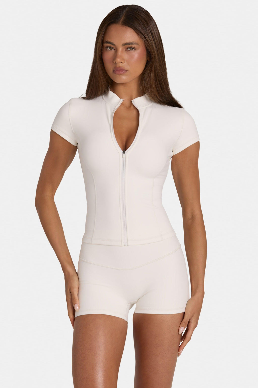 Soft Active Zip-up Top In Coconut