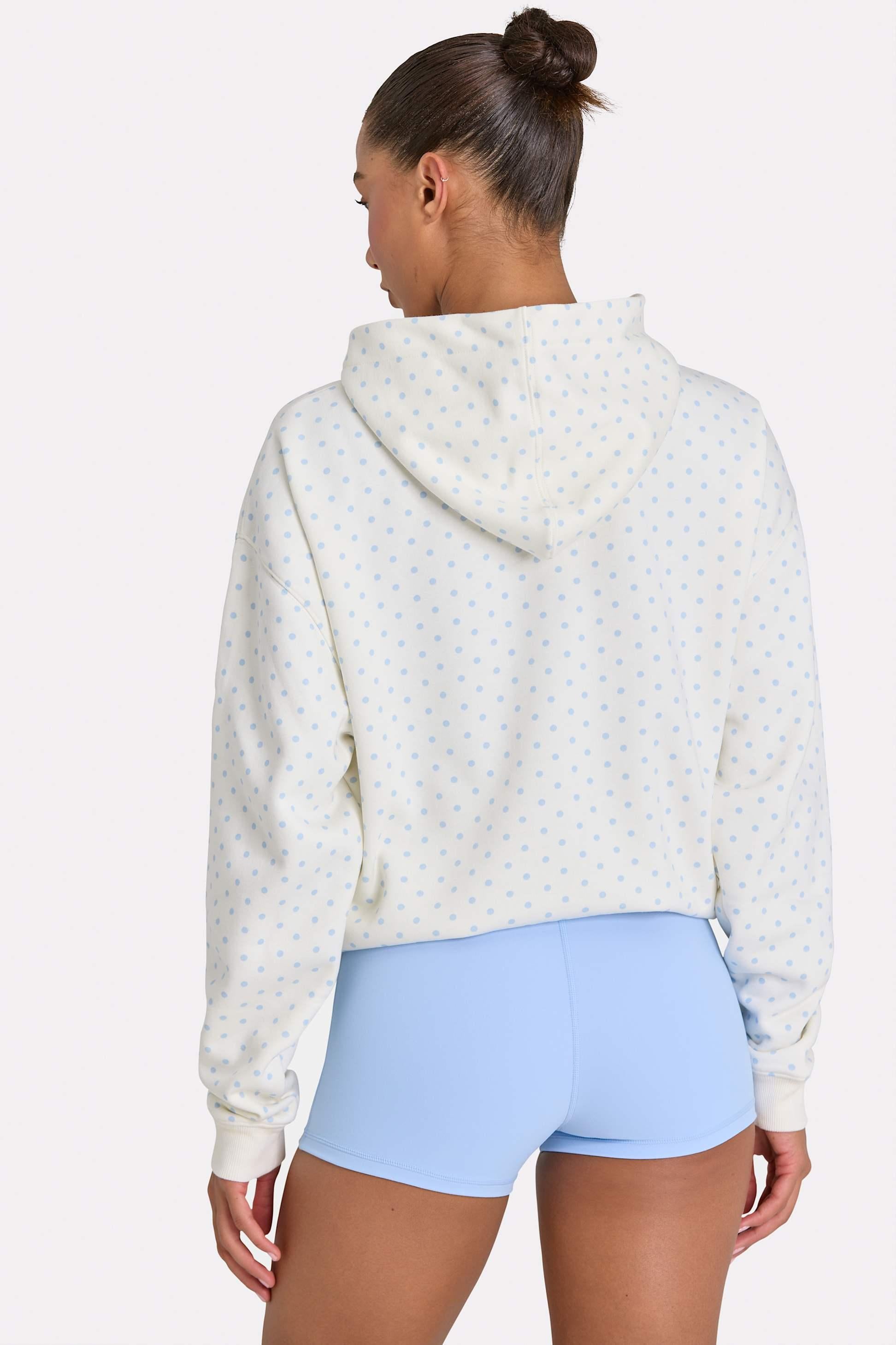 Oversized Applique Hoodie In Coconut Polka Dot