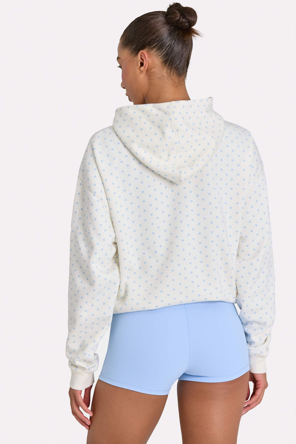 Oversized Applique Hoodie In Coconut Polka Dot