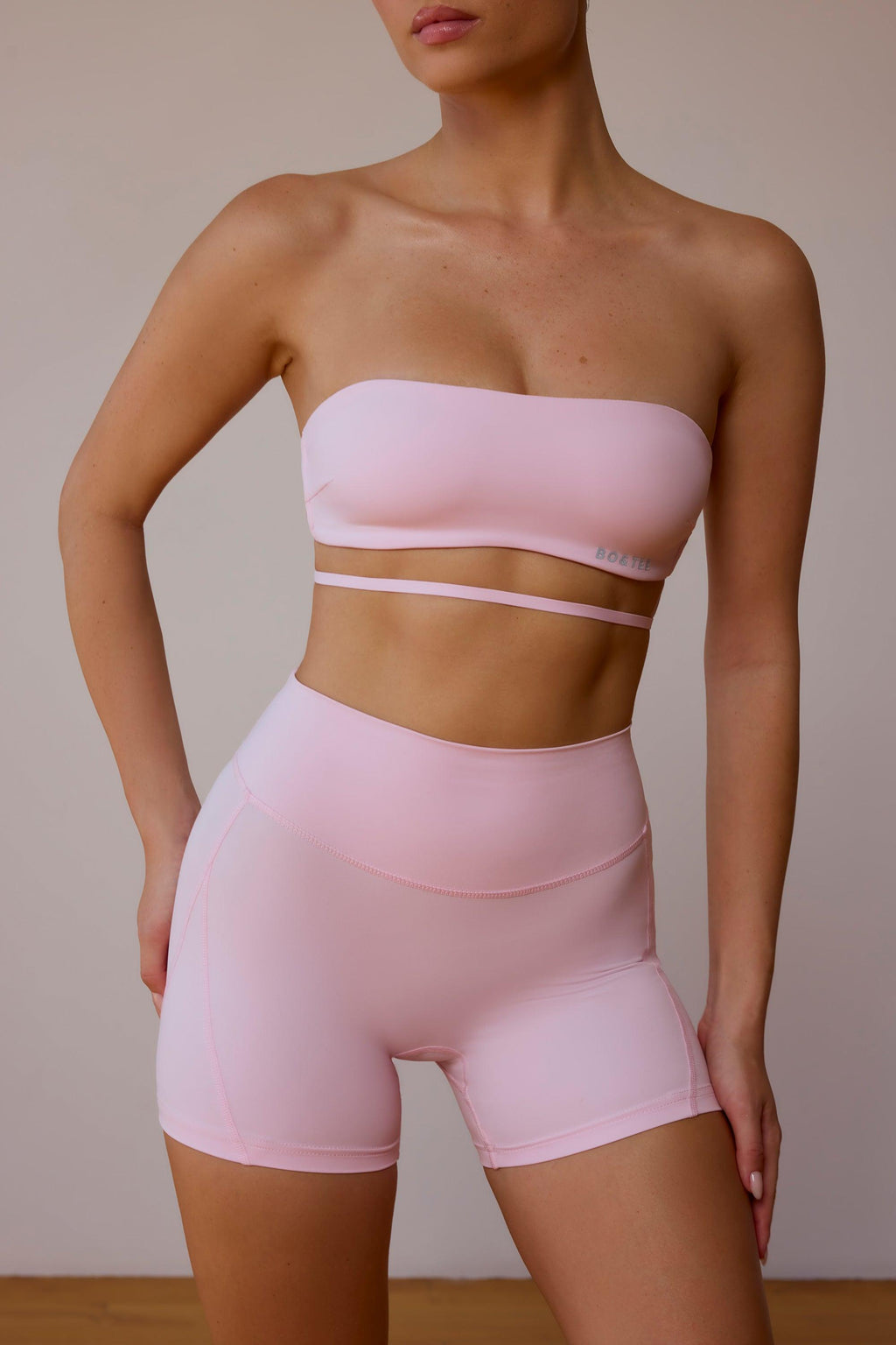 Cross-back Bandeau Bra In Soft Pink