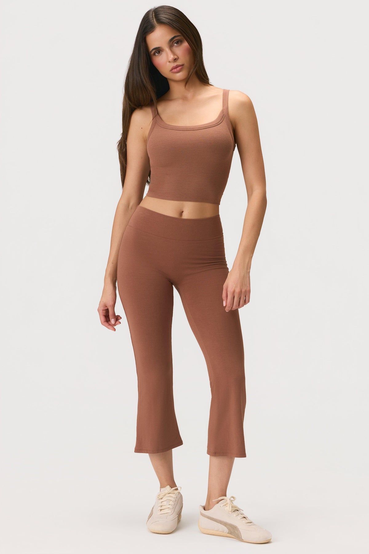 Buttercloud™ Flared Capri Leggings In Cocoa