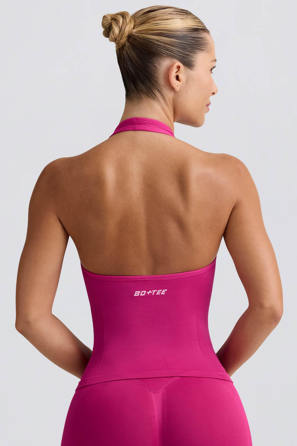 Define Luxe Halterneck Tank Top In Berry